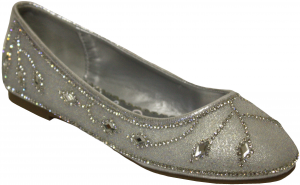 GIRLS FLAT SHOES W/ RHINESTONES DESIGN (SILVER)